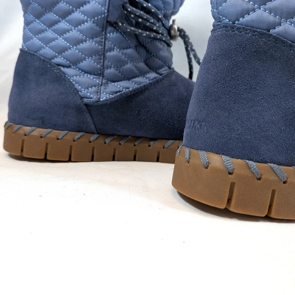 Muk Luks Blue Quilted Suede Boots; Faux Fur Lined Winter Snow Shoes